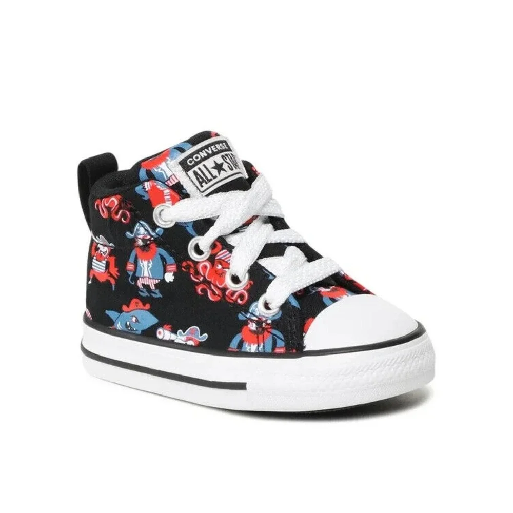 CONVERSE CHUCK TAYLOR ALL STAR STREET PIRATE PRINT SNEAKERS Infant Size 4 BLACK‎